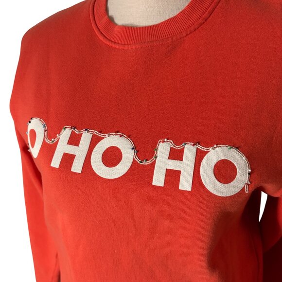 Kule The Raleigh O HO HO Lights sweatshirt fleece size XS Christmas orange poppy - Picture 8 of 14